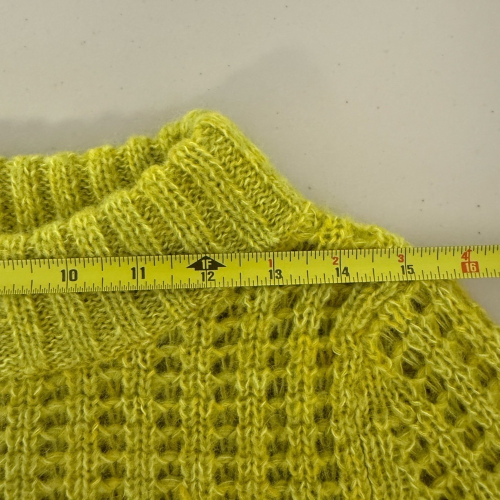 Field Flower Wool Blend Chartreuse Open Knit Sweater Anthro Style small - Picture 9 of 12